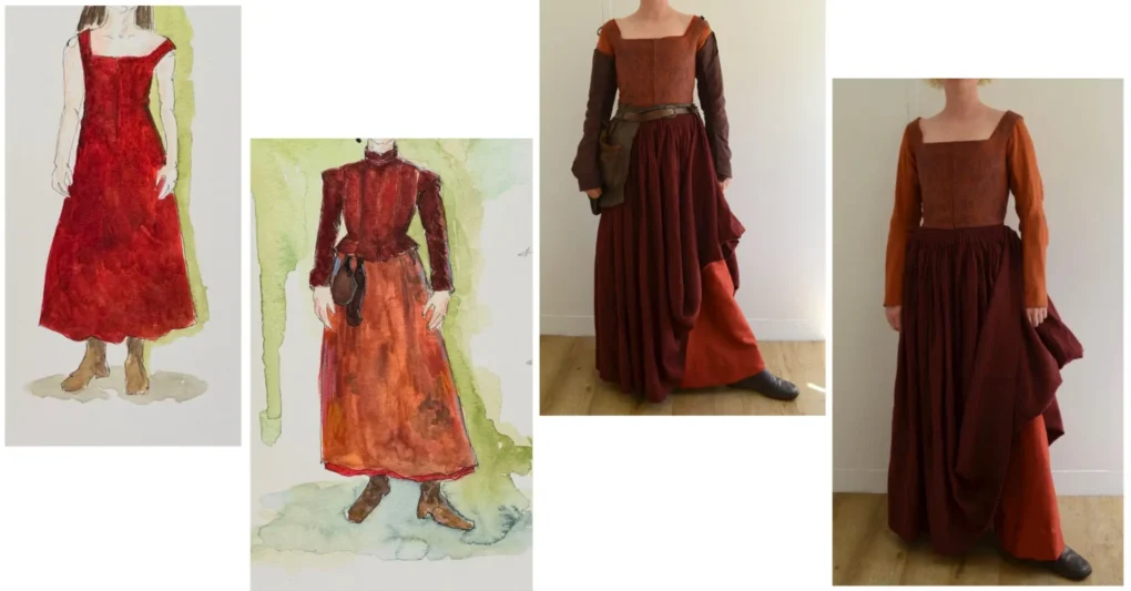 Diseños de vestuario y traje final de Agnes para la película Hamnet (2025)