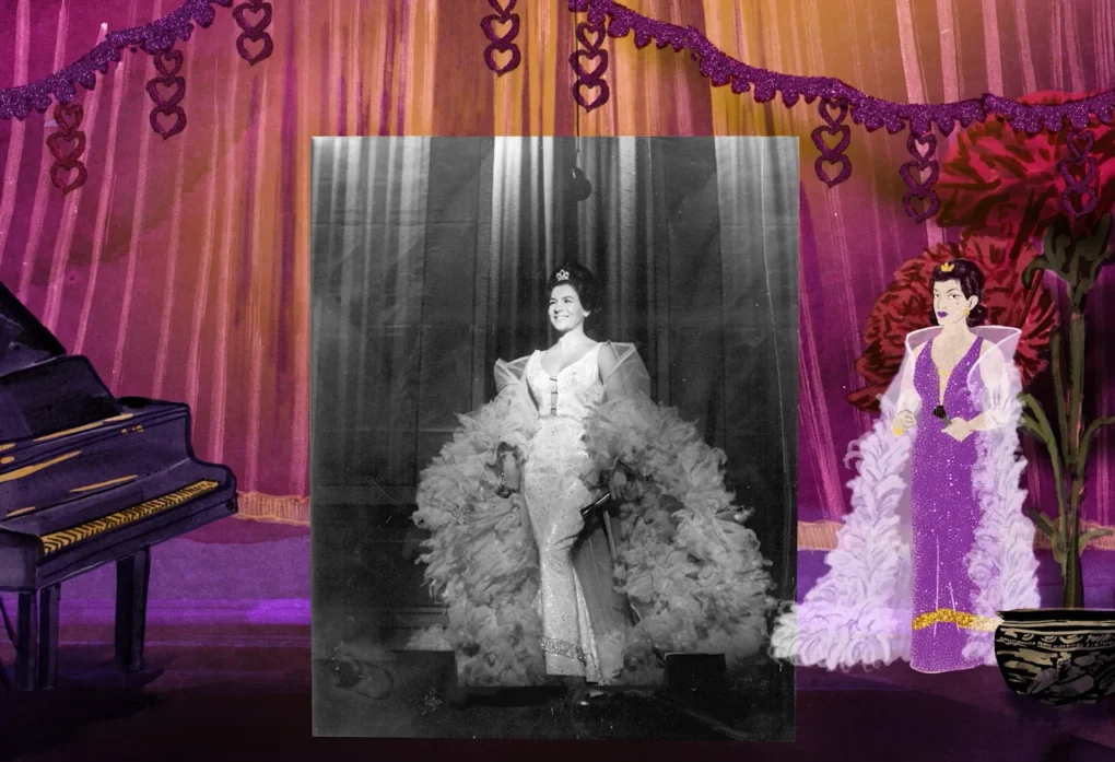 Cupletista animada en escena en el cortometraje La Diva, mi Abuela y Yo