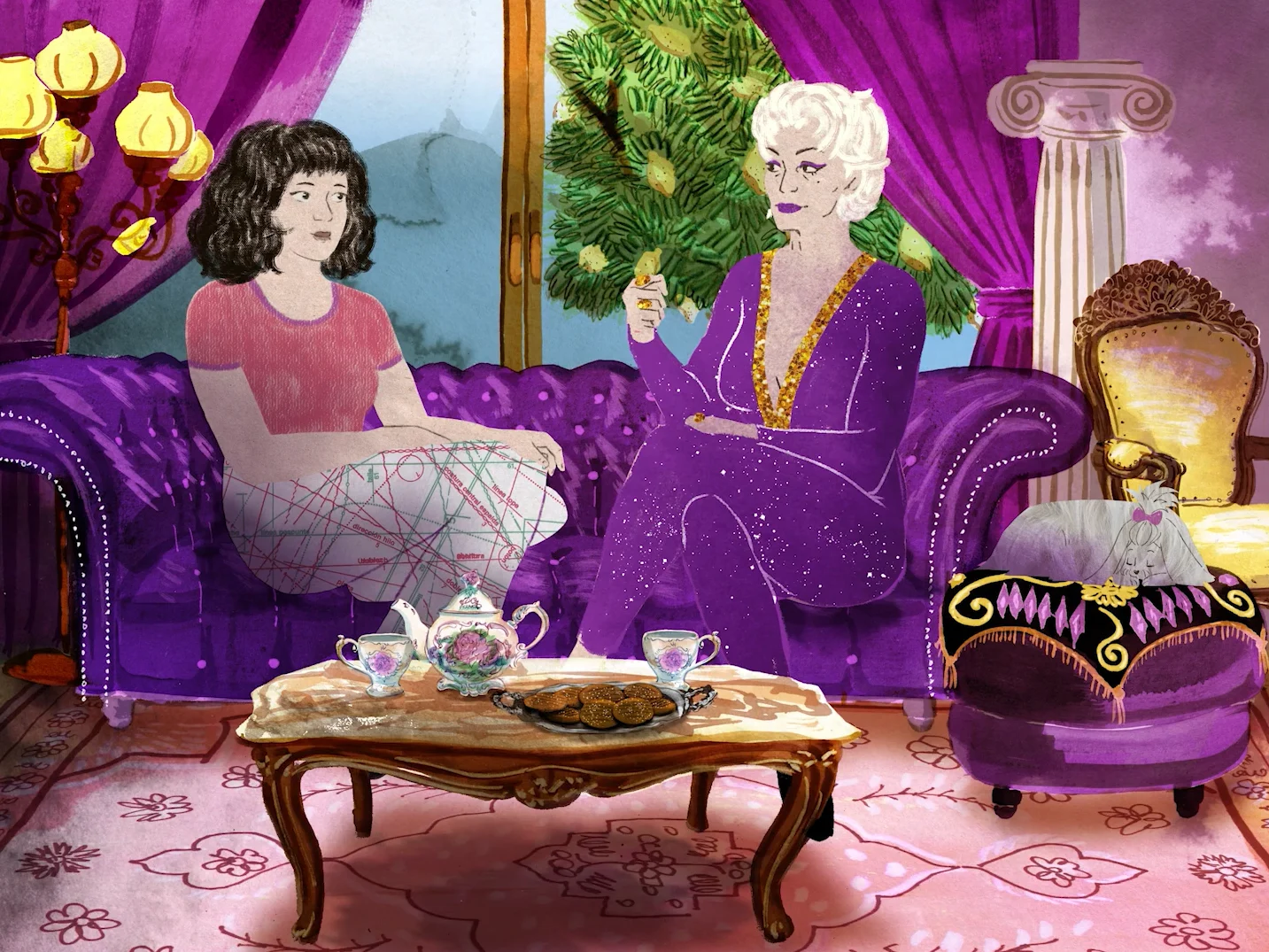 Fotografía de Lilian de Celis junto a elementos musicales en La Diva, mi Abuela y Yo