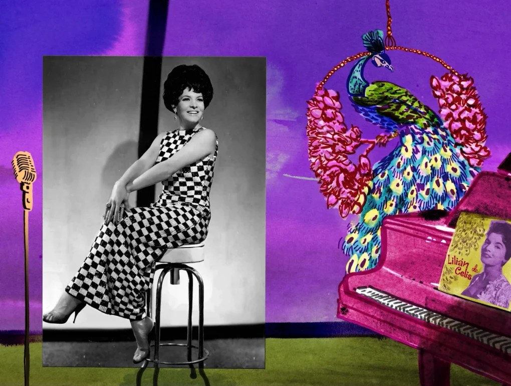 Fotografía de archivo de Lilian de Celis integrada en la animación del cortometraje La Diva, mi Abuela y Yo